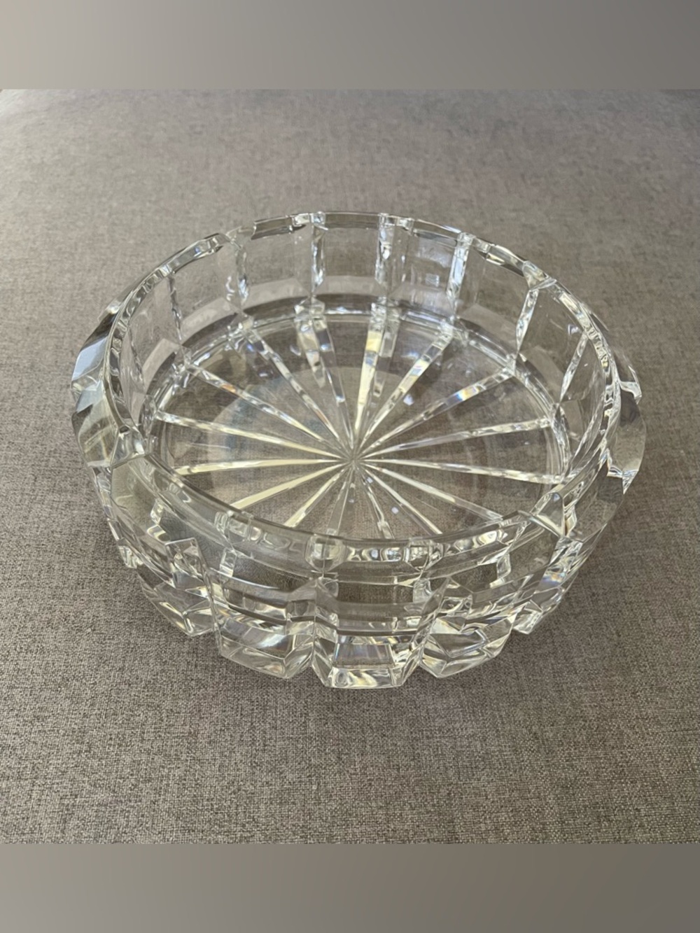 Mid-Century 1970s Round Crystal Grid Ashtray Dish Catchall Home Decor